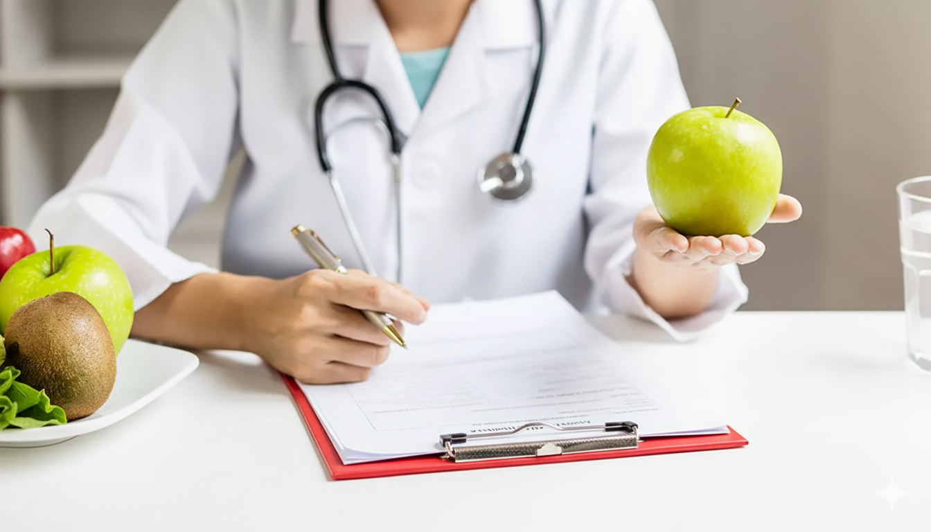 Nutricionista com maçã